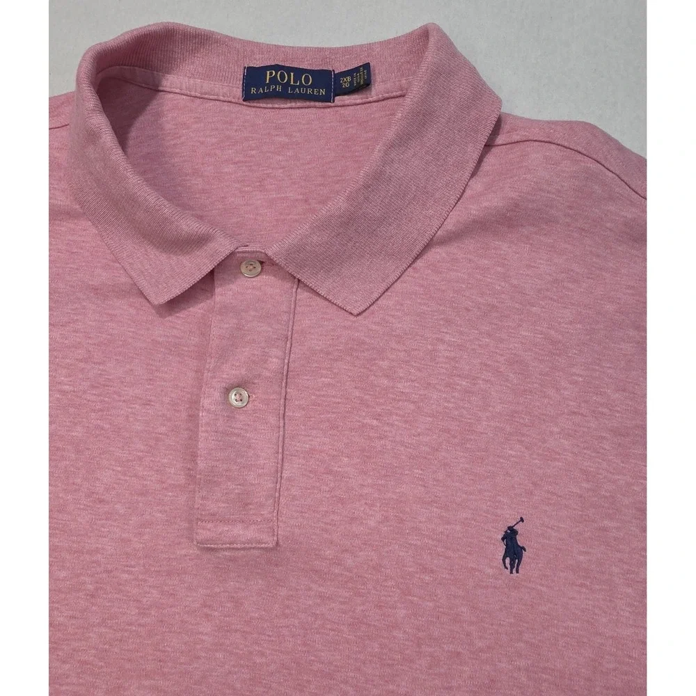 Polo Ralph Lauren Polo Shirt Mens 2XB Big‎ Heather Pink Blue Pony